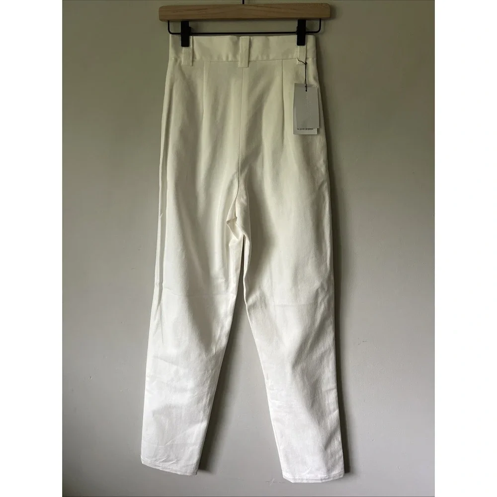 Uncle Studios Cotton Twill Pleated Trouser Pants Size XS NWT Ivory